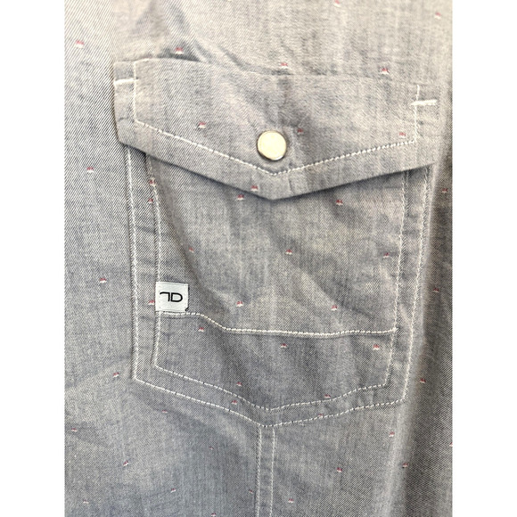 7 Diamonds Shirt Mens 2XL Gray Western Pearl Snap Long Sleeve Chambray Casual - Picture 3 of 8
